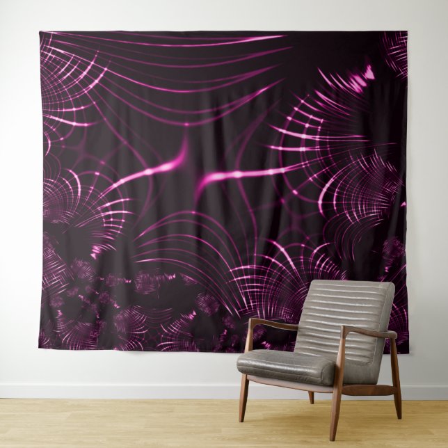 Tapete De Parede Curvas pontiagudas de cor rosa e fundo escuro (In Situ (Horizontal))