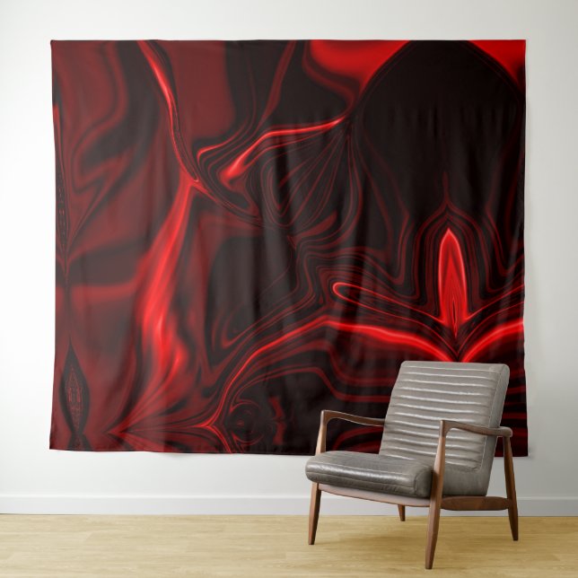 Tapete De Parede Curvas vermel é claro e em fundo escurso. (In Situ (Horizontal))