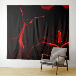 Tapete De Parede Curvas vermelhas ou ondulação em fundo vermelho ma