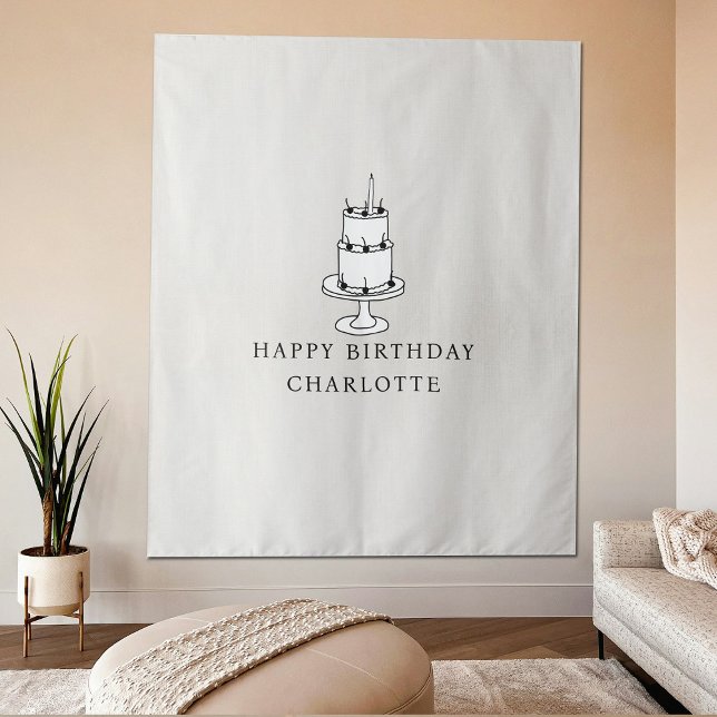 Tapete De Parede Custom Birthday Cake Name Flag Fabric Banner  (Custom Birthday Cake Name Flag Fabric Banner Tapestry)