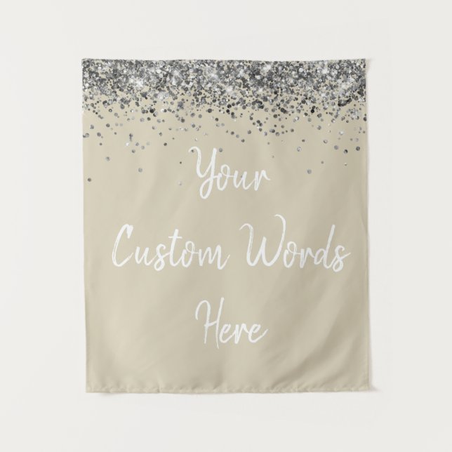 Tapete De Parede Custom Champagne & Silver Personalized Photo Booth (Frente)