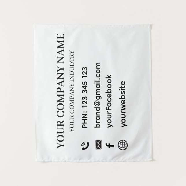 Tapete De Parede Custom Company Info Text Wall Branding Design (Frente)