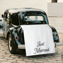 Custom Just Married Fabric Car Wedding Banner Sign