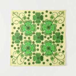 Tapete De Parede Custom Metallic Green Clover & Swirl Pattern 