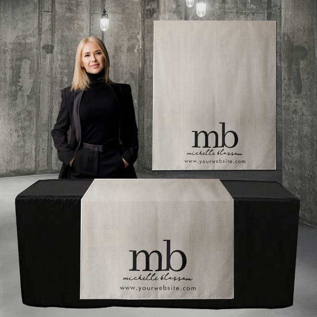 Tapete De Parede Custom Monogram Business Table Runner Banner Linen (Custom Monogram Business Table Runner Banner Linen Tapestry)