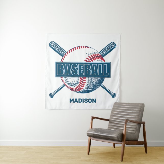 Tapete De Parede Custom Name Baseball (In Situ)