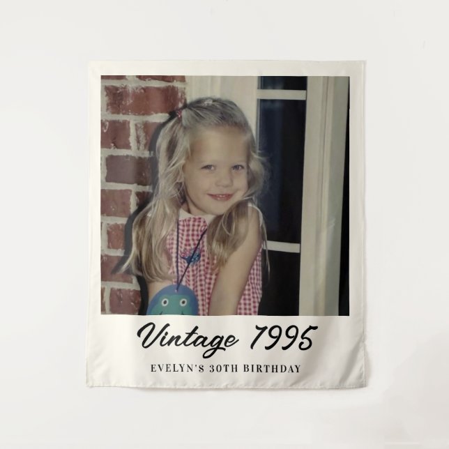 Tapete De Parede Custom Vintage Photo Birthday Party (Frente)
