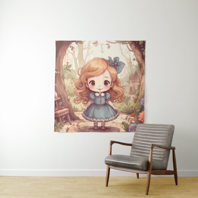 Tapete De Parede Cute Alice Adventures Wonderland Woodland Art (In Situ)
