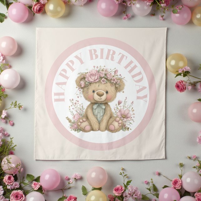 Tapete De Parede Cute Boho Teddy Bear Birthday Party (Criador carregado)