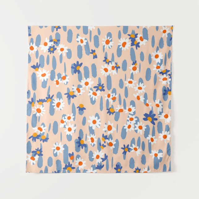 Tapete De Parede Cute botanical seamless pattern. Small daisies sca (Frente)