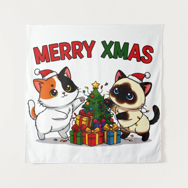 Tapete De Parede Cute Calico & Siamese Kitten Gift (Frente)