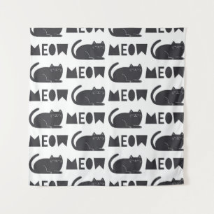 Tapete De Parede cute cat pattern. Vintage illustration