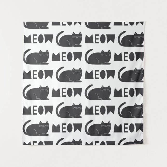 Tapete De Parede cute cat pattern. Vintage illustration (Frente)