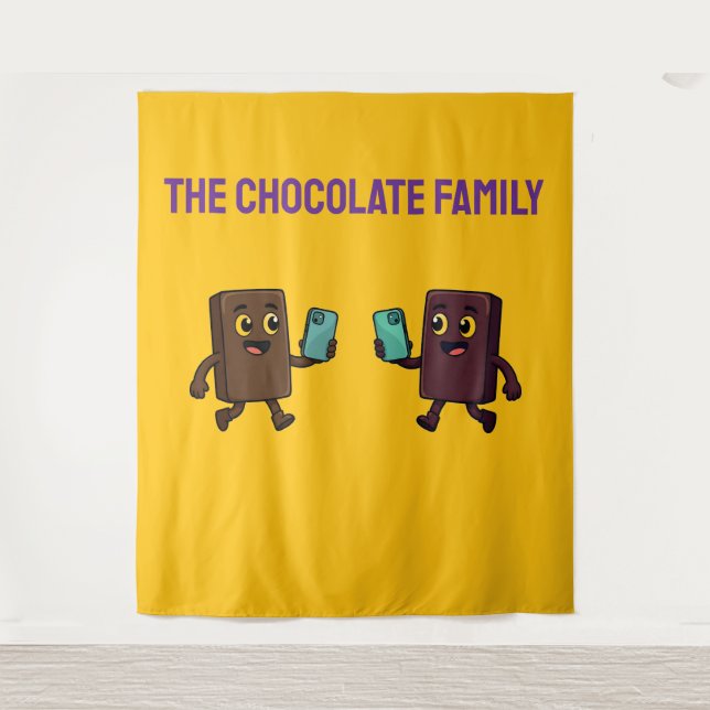 Tapete De Parede Cute Chocolate Bar with Phone Funny Tapestry (Frente)