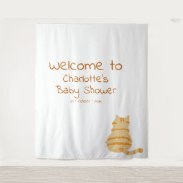 Tapete De Parede Cute Fat Orange Cat Baby Shower Photo Backdrop
