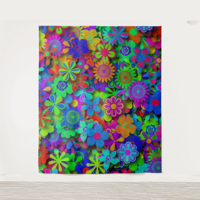 Tapete De Parede Cute Groovy Flowers Garden (Frente)