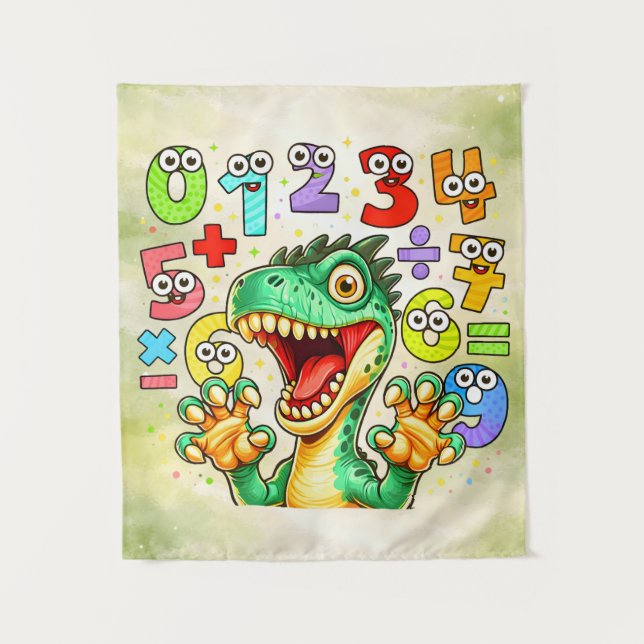 Tapete De Parede Cute Maths Dinosaur Numbers Poster for Kids (Frente)
