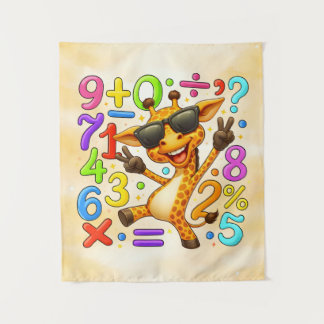 Tapete De Parede Cute Maths Giraffe Numbers Poster for Kids