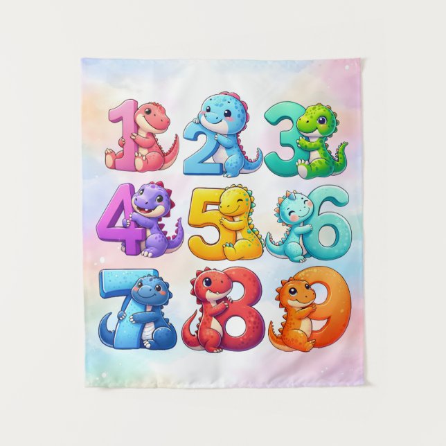 Tapete De Parede Cute Numbers Animals Maths Poster for Kids (Frente)