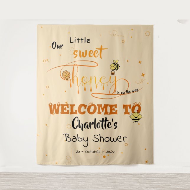Tapete De Parede Cute Sweet Honey and Kawaii Eyeball Text Backdrop (Frente)