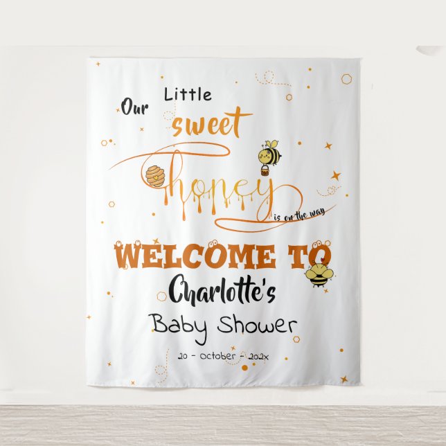 Tapete De Parede Cute Sweet Honey and Kawaii Eyeball Text Backdrop (Frente)