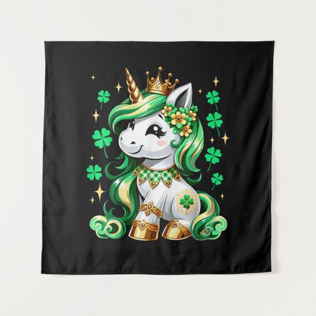 Tapete De Parede Cute Unicorn Shamrock St Patricks Day (Frente)