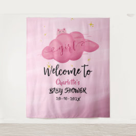 Tapete De Parede Cute Watercolor Cloud Baby Girl Shower Backdrop