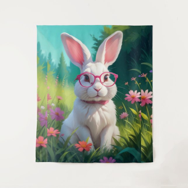 Tapete De Parede Cute White Bunny Potrait-68054 (Frente)