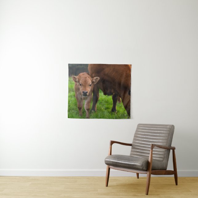 Tapete De Parede Cutest Baby Animals | Cow & Calf (In Situ (Horizontal))