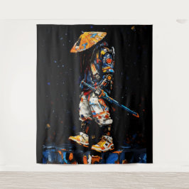 Tapete De Parede Cyber Ninja Palette Knife Neon Orange Impasto