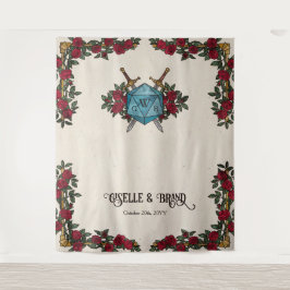 Tapete De Parede D20 Rosas Monograma RPG Fundo de Casamento