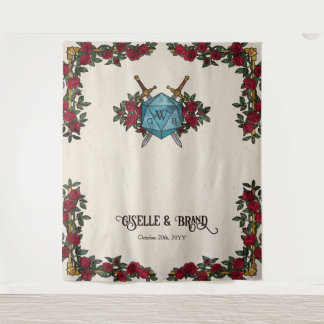 Tapete De Parede D20 Rosas Monograma RPG Fundo de Casamento
