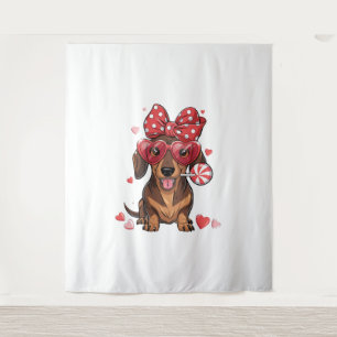 Tapete De Parede Dachshund Adorável De Óculos Em Formato De Coração