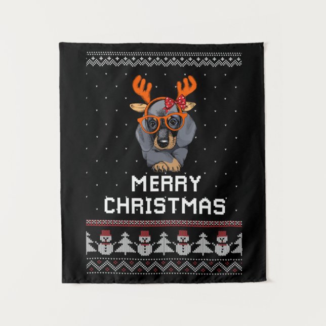 Tapete De Parede Dachshund Christmas (Frente)