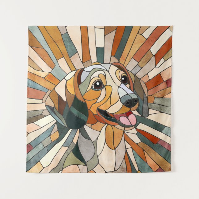 Tapete De Parede Dachshund dog - Doxie - mosaico colorido (Frente)