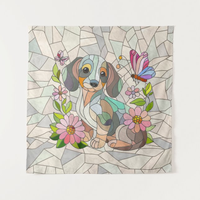 Tapete De Parede Dachshund dog - Doxie - mosaico colorido (Frente)