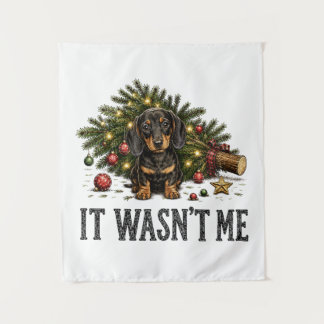 Tapete De Parede Dachshund Engraçado de Natal Não Fui Eu