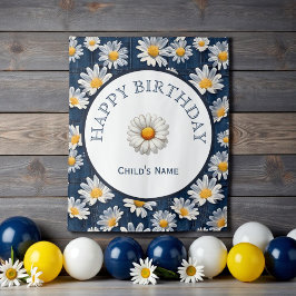 Tapete De Parede Daisies on Blue Denim Birthday 
