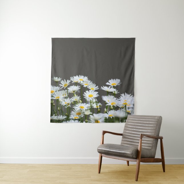 Tapete De Parede Daisies on Grey (In Situ)