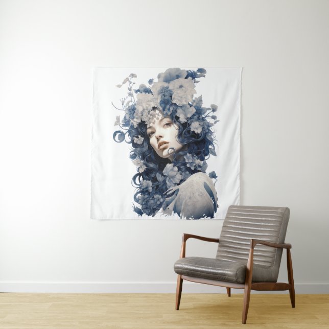 Tapete De Parede Dama Delicadamente Florada - Ilustración  (In Situ)