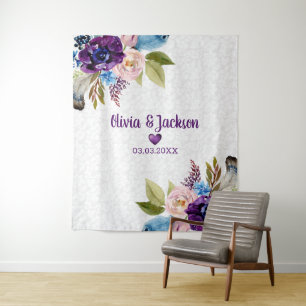 Tapete De Parede Damasco Branco E Flores De Aquarela