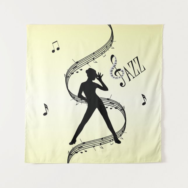 Tapete De Parede Dança de Jazz Música Amarela   (Frente)