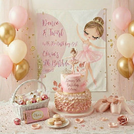 Tapete De Parede Dance & Twirl Pink Ballerina Dancer Girl Birthday
