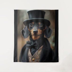 Tapete De Parede Dapper Dachshund no Ataque Victoriano Elegante
