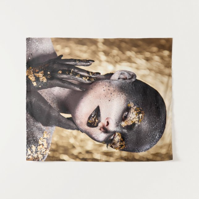 Tapete De Parede Dark Golden Beauty Body Paint Glamorous Art (Frente (Horizontal))