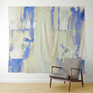 Tapete De Parede Decadência De Aquarela Em Verde Pálido E Azul