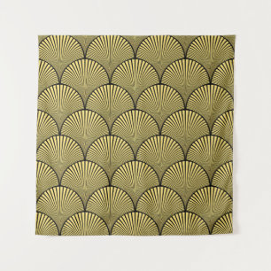 Tapete De Parede Deco de Arte Japonês: Black Dourado Design