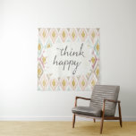 Tapete De Parede Deco macio V | pensa feliz<br><div class="desc">Um design da aguarela com um fundo macio do diamante e bonito,  frase da tipografia. Artista: Anne Tavoletti</div>