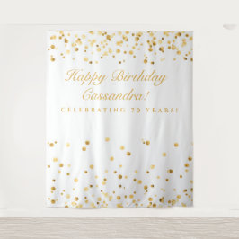 Tapete De Parede Decoração de 70 anos, Photobooth Branco e Dourado