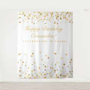 Tapete De Parede Decoração de 70 anos, Photobooth Branco e Dourado